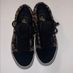 Vans Black and Leopard Print Women's Shoes